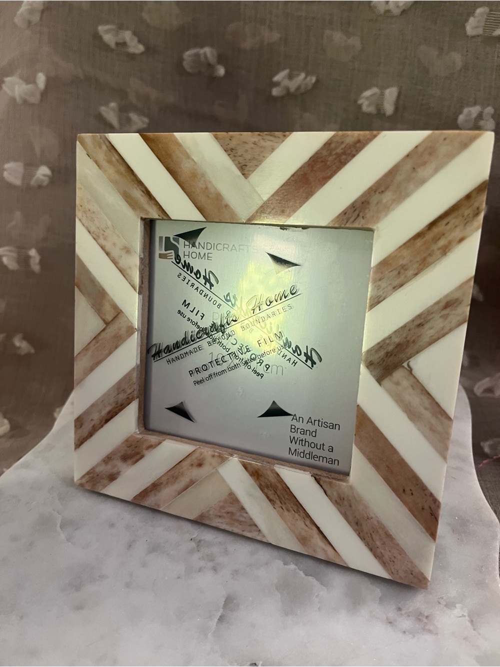 Cream and Brown marbled chevron Photo Frame - Picture 7 of 9